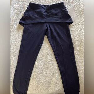 Lululemon Steadfast Crop Skirt Leggings Zip Ankle Size 2 BLACK Nylon Blend 01